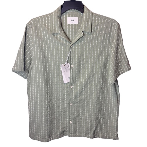 Folk Clothing Harris Green Button up Short Sleeve Shirt L - Picture 1 of 10
